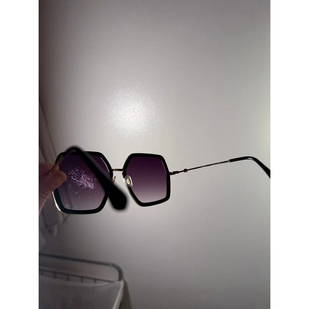 Italian style 70s red green frame gray ombre glam sunglasses model nyc paris guc